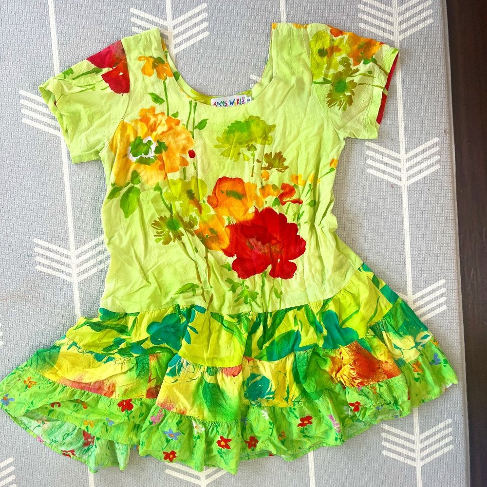 Vintage Jams World Floral Hattie Dress Green (SMALL)